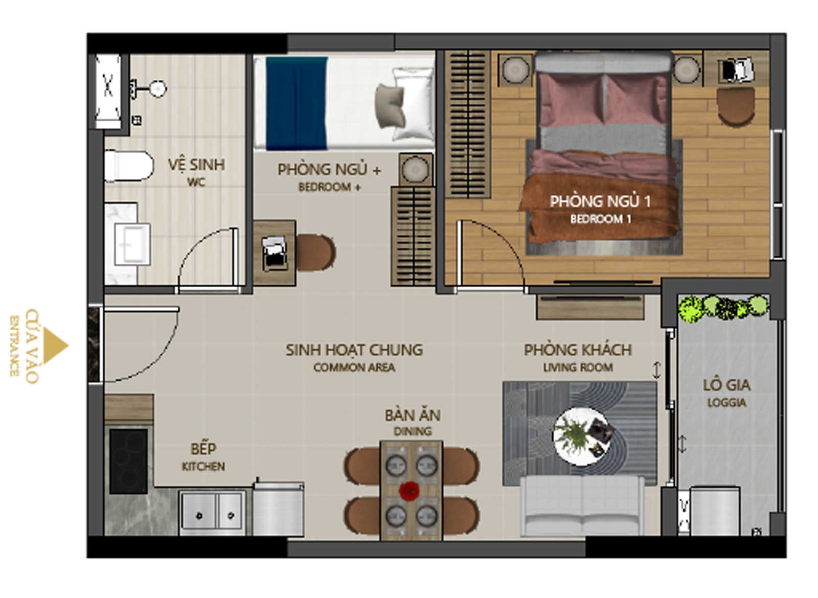 CĂN HỘ 1PN+ (1WC)