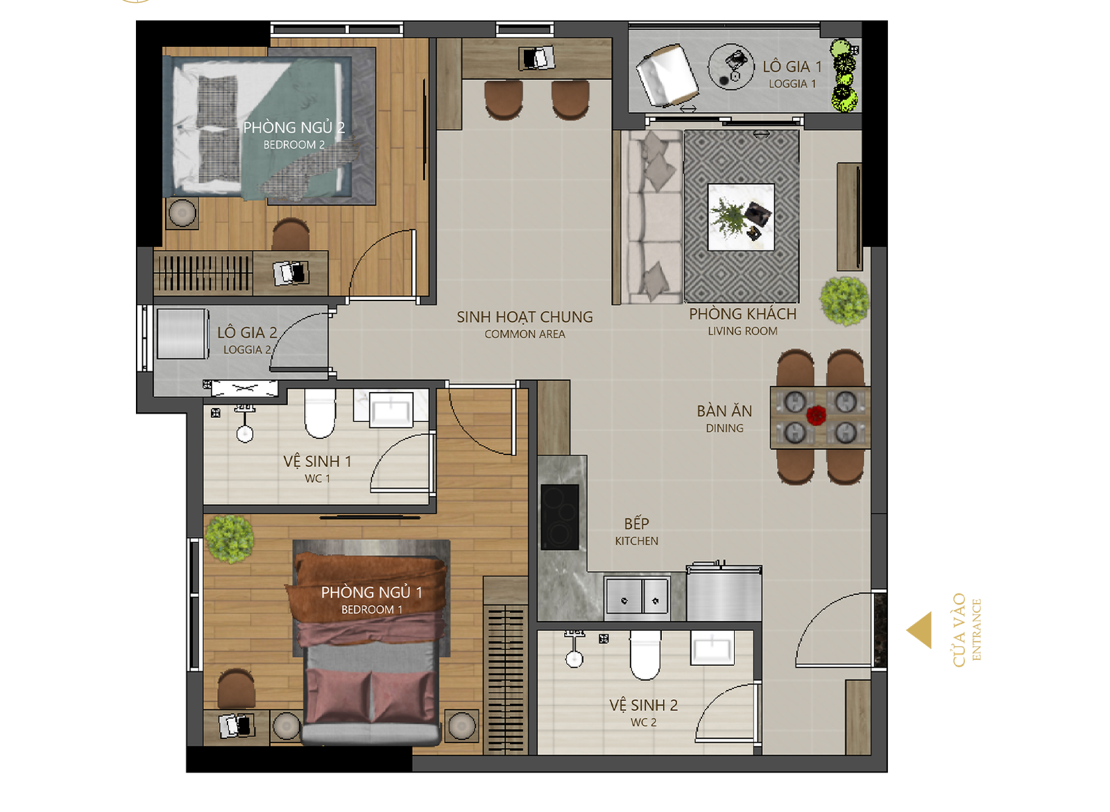 CĂN HỘ 2PN+ (2WC)