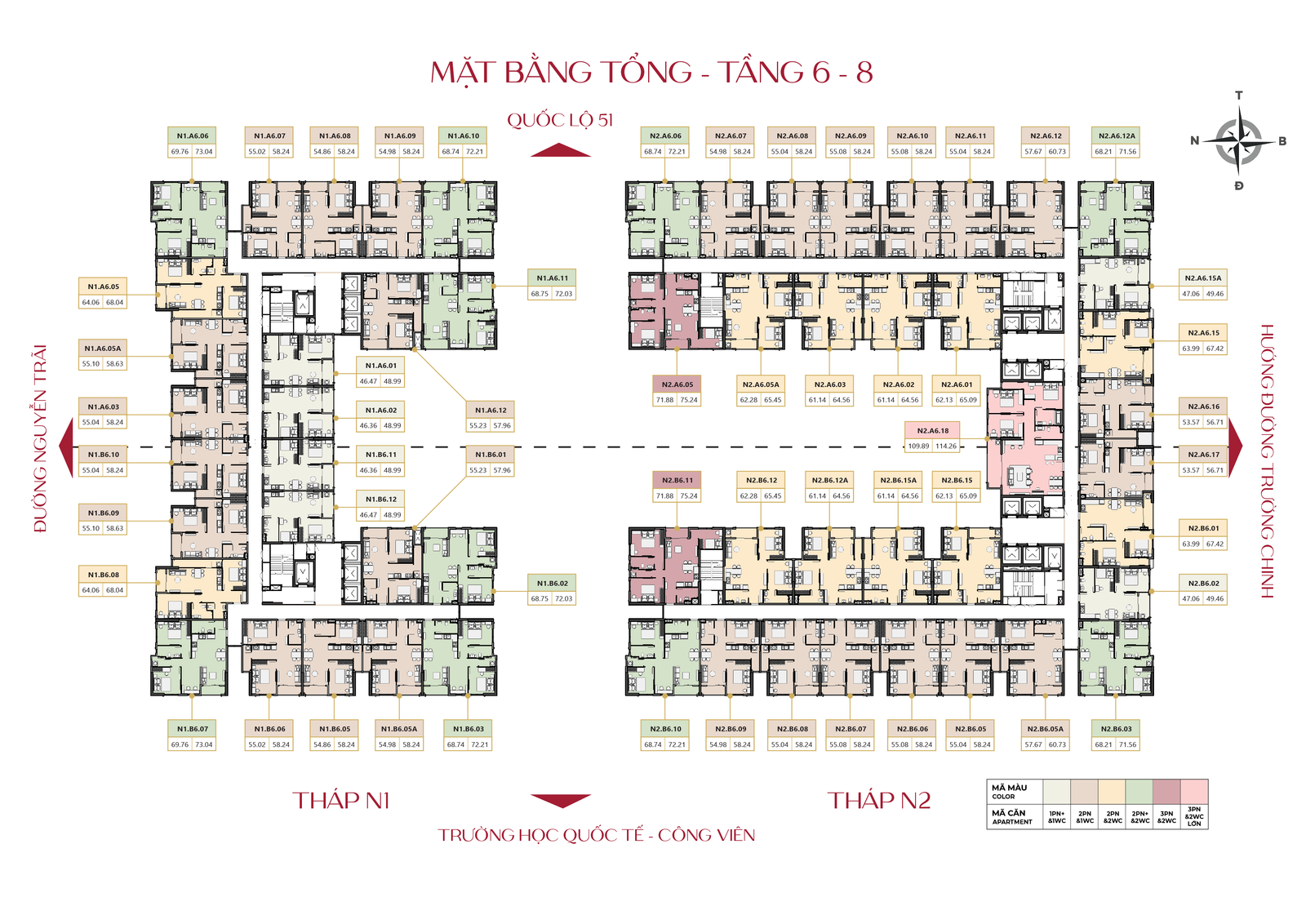 Mặt bằng tầng 6 - 8